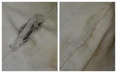Darning white jeans