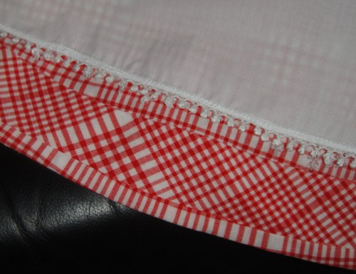 Faced skirt hem and lining hem.