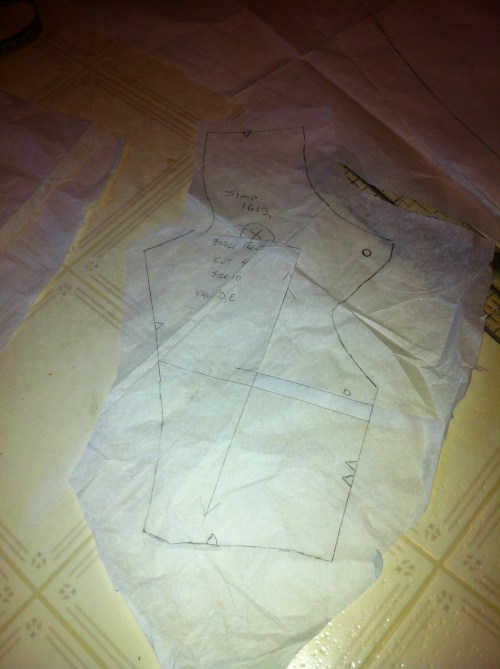 Above-bust adjustment. I made it stepwise so as not to raise the neckline.