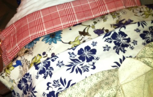 Purple-flowered swim suit fabric