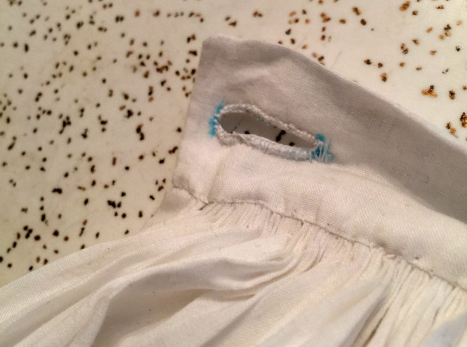 Buttonhole and stroked gathering.